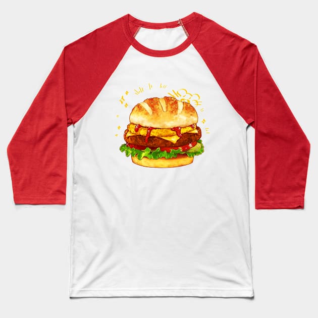 I LOVE BURGERS! Baseball T-Shirt by Rounder